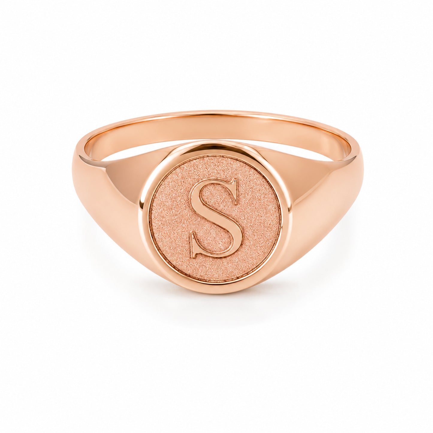 14K Gold Raised Initial Letter Signet Ring