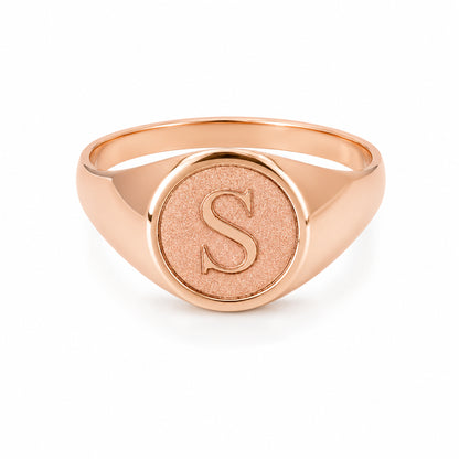 14K Gold Raised Initial Letter Signet Ring