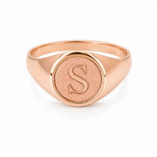 14K Gold Raised Initial Letter Signet Ring