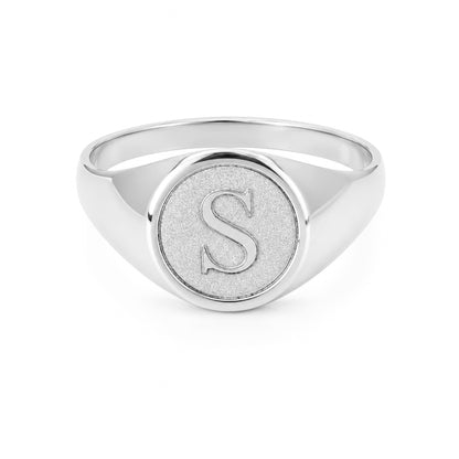 14K Gold Raised Initial Letter Signet Ring