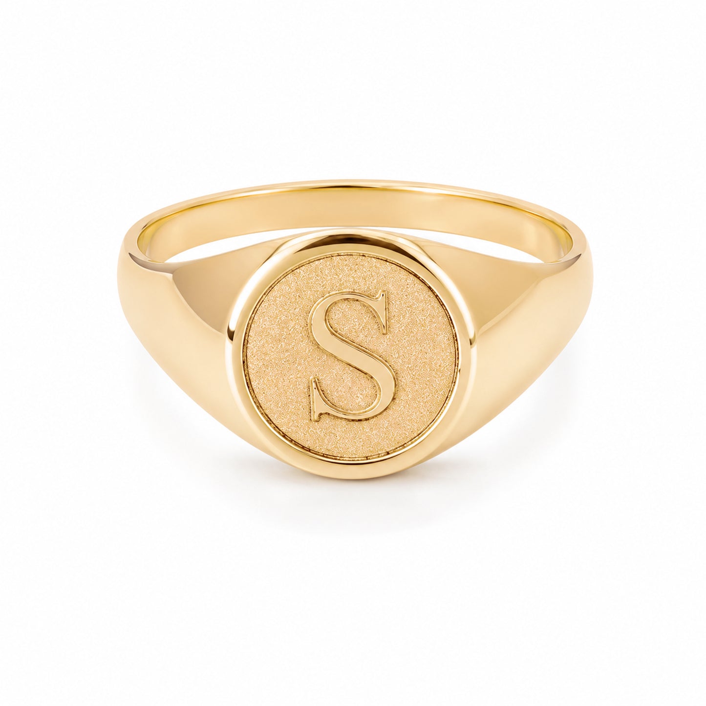 14K Gold Raised Initial Letter Signet Ring