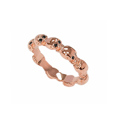 14K Gold Black Diamond Eternal Skulls Ring