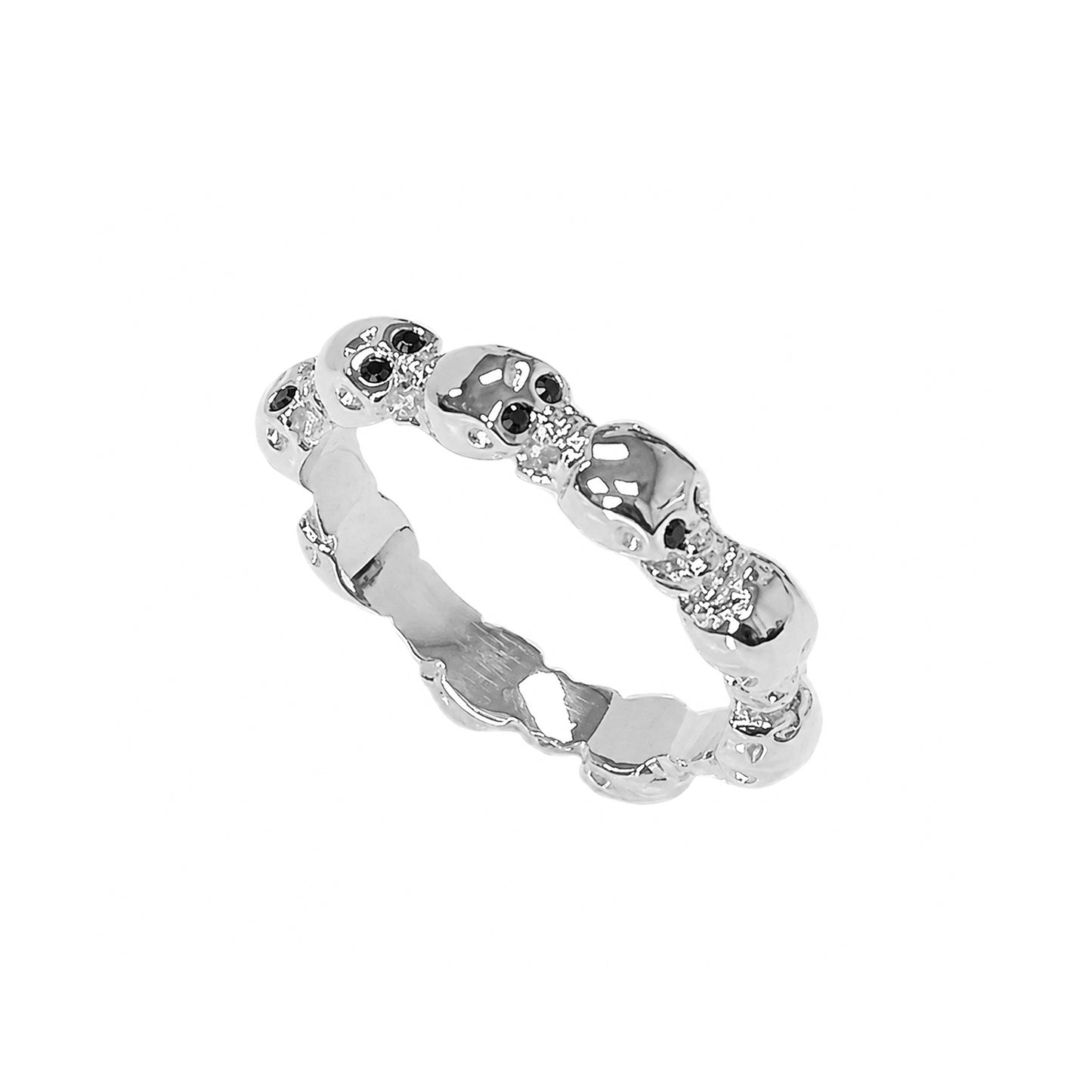 14K Gold Black Diamond Eternal Skulls Ring