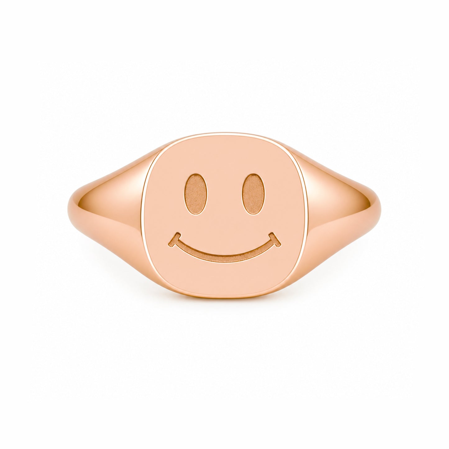 14K Gold Smiley Face Signet Ring