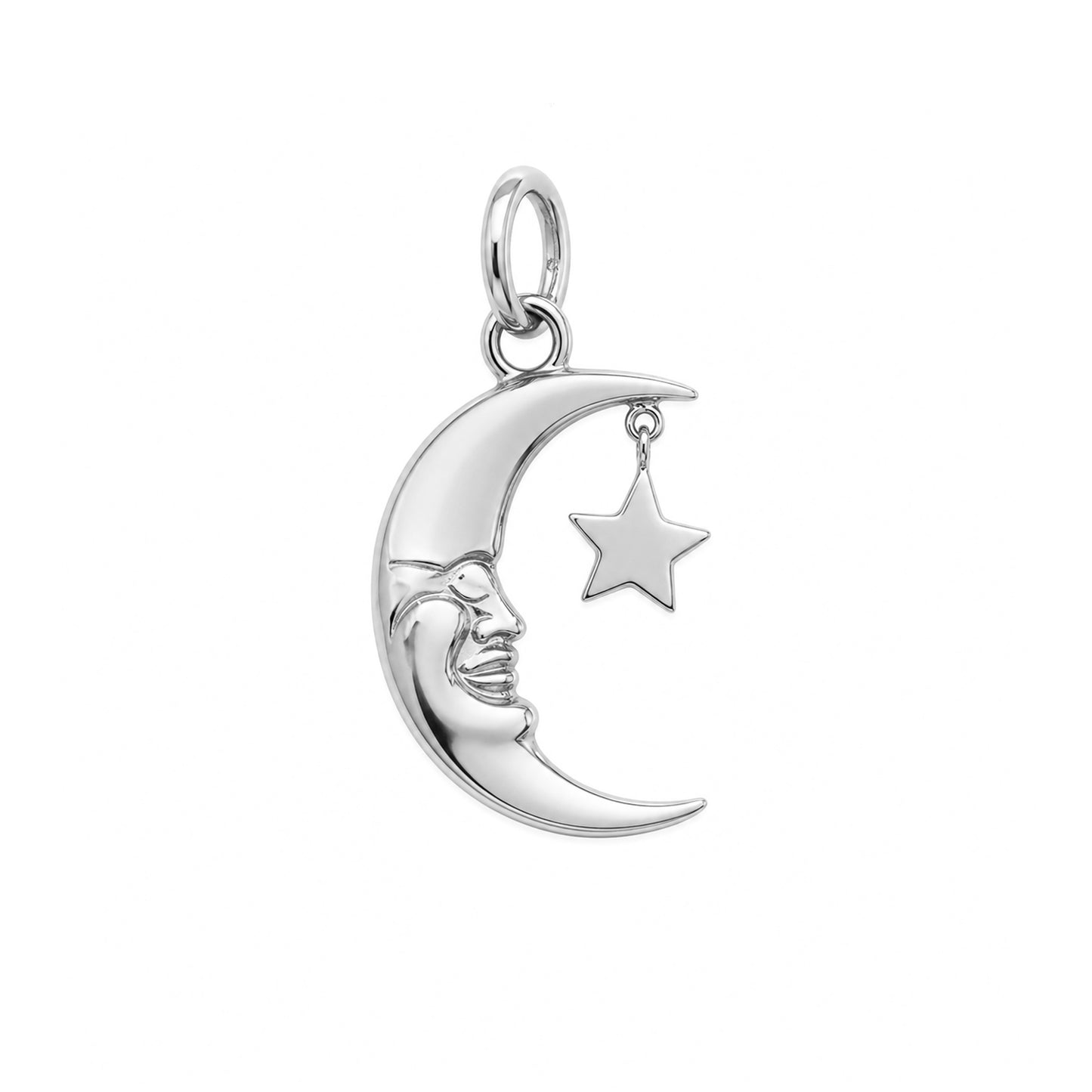14K Gold Celestial Smiling Crescent Moon Pendant