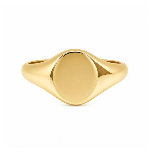 14K Gold Oval Signet Ring ~ Small Size