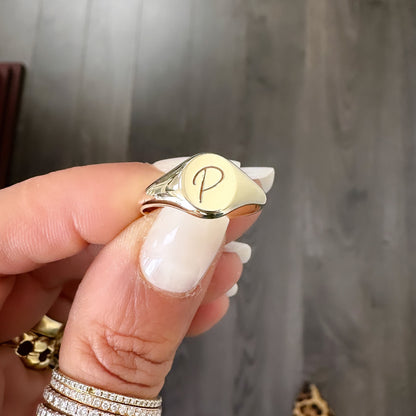 14K Gold Oval Signet Ring ~ Small Size