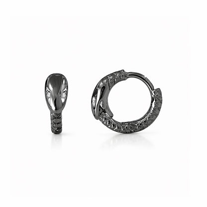 14K Gold Ouroboros Snake Huggie Hoop Earrings ~ Small Size