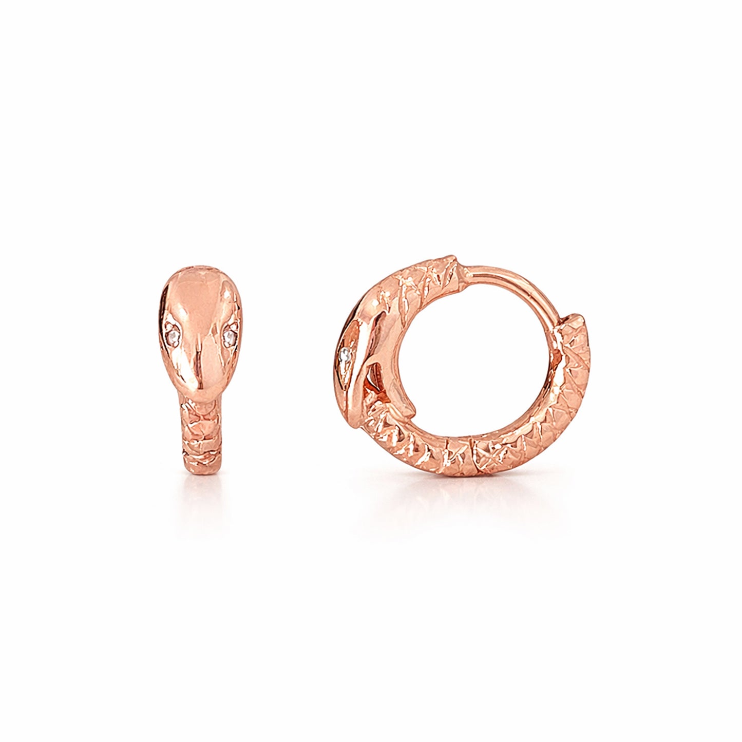 14K Gold Ouroboros Snake Huggie Hoop Earrings ~ Small Size