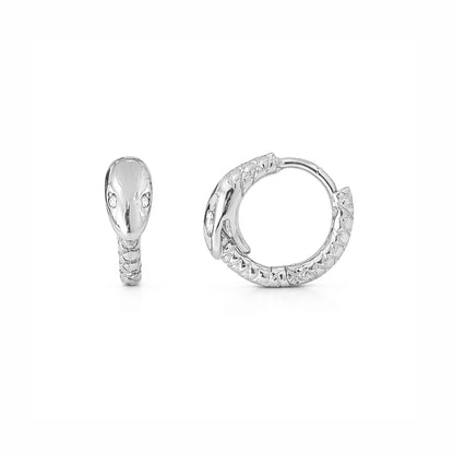 14K Gold Ouroboros Snake Huggie Hoop Earrings ~ Small Size