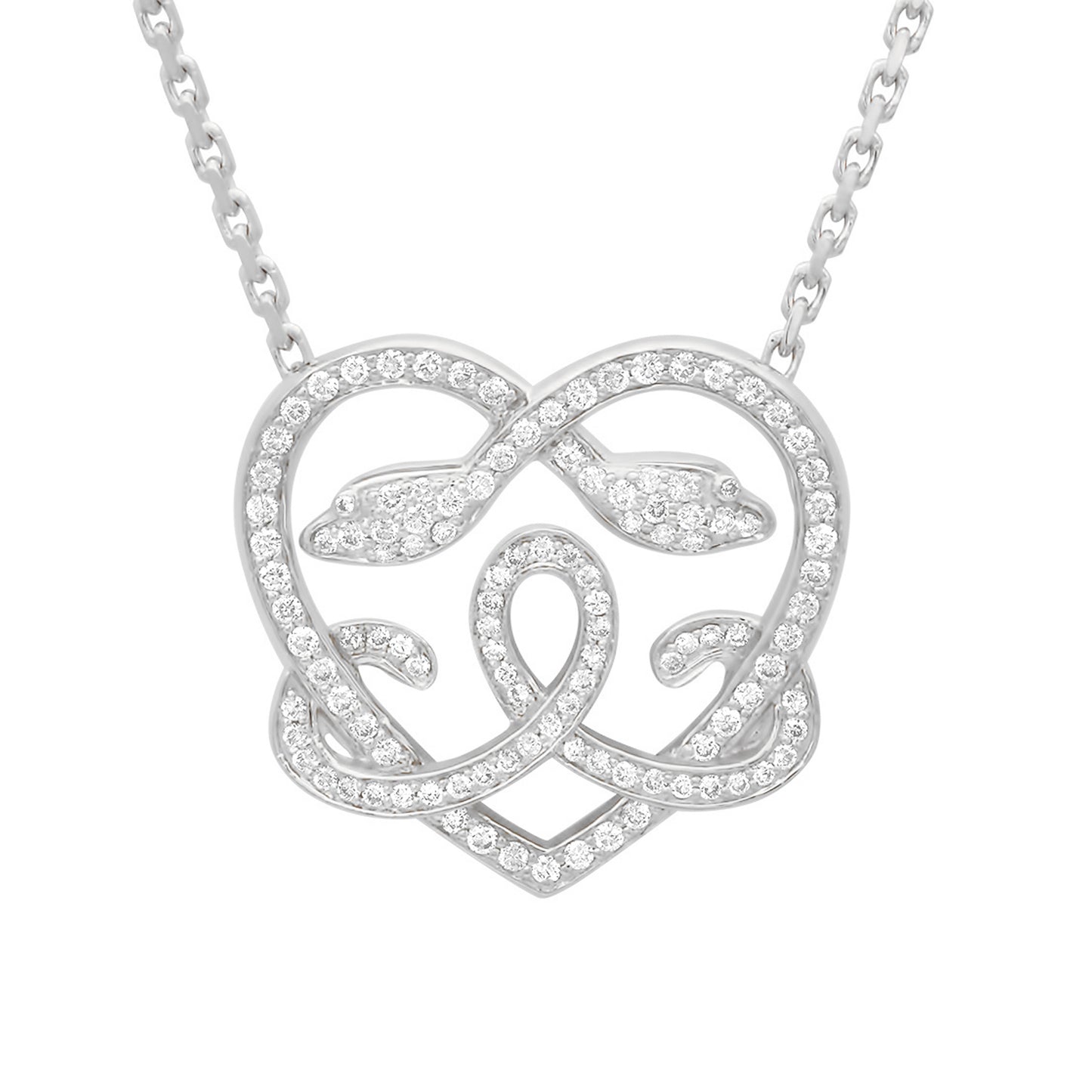 14K Gold Pavé Diamond Ouroboros Heart Pendant