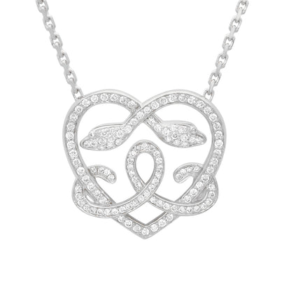14K Gold Pavé Diamond Ouroboros Heart Pendant