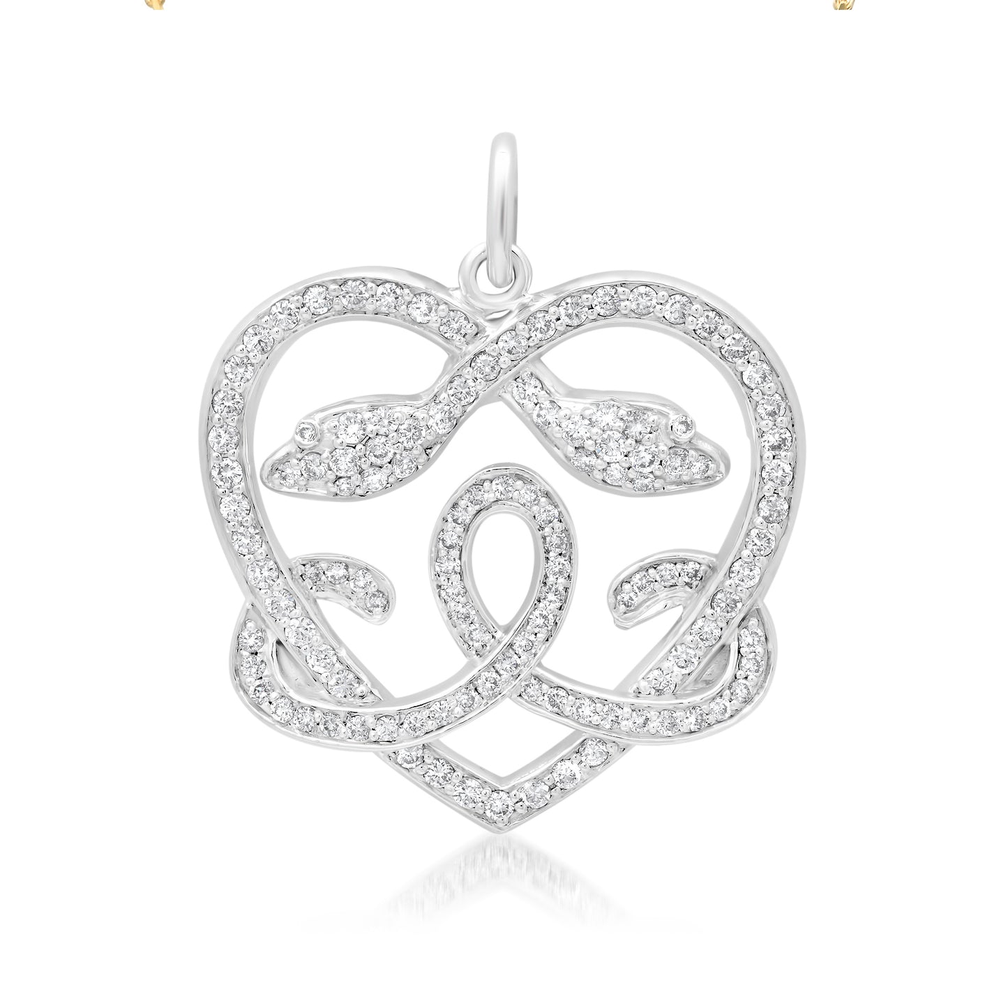 14K Gold Pavé Diamond Ouroboros Heart Pendant