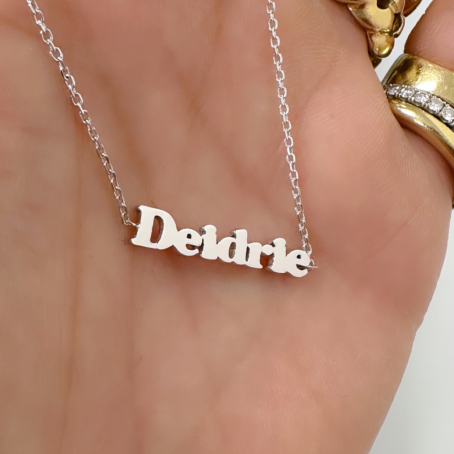 14K Gold Nameplate Charm Ankle Bracelet (Anklet) ~ Block Font
