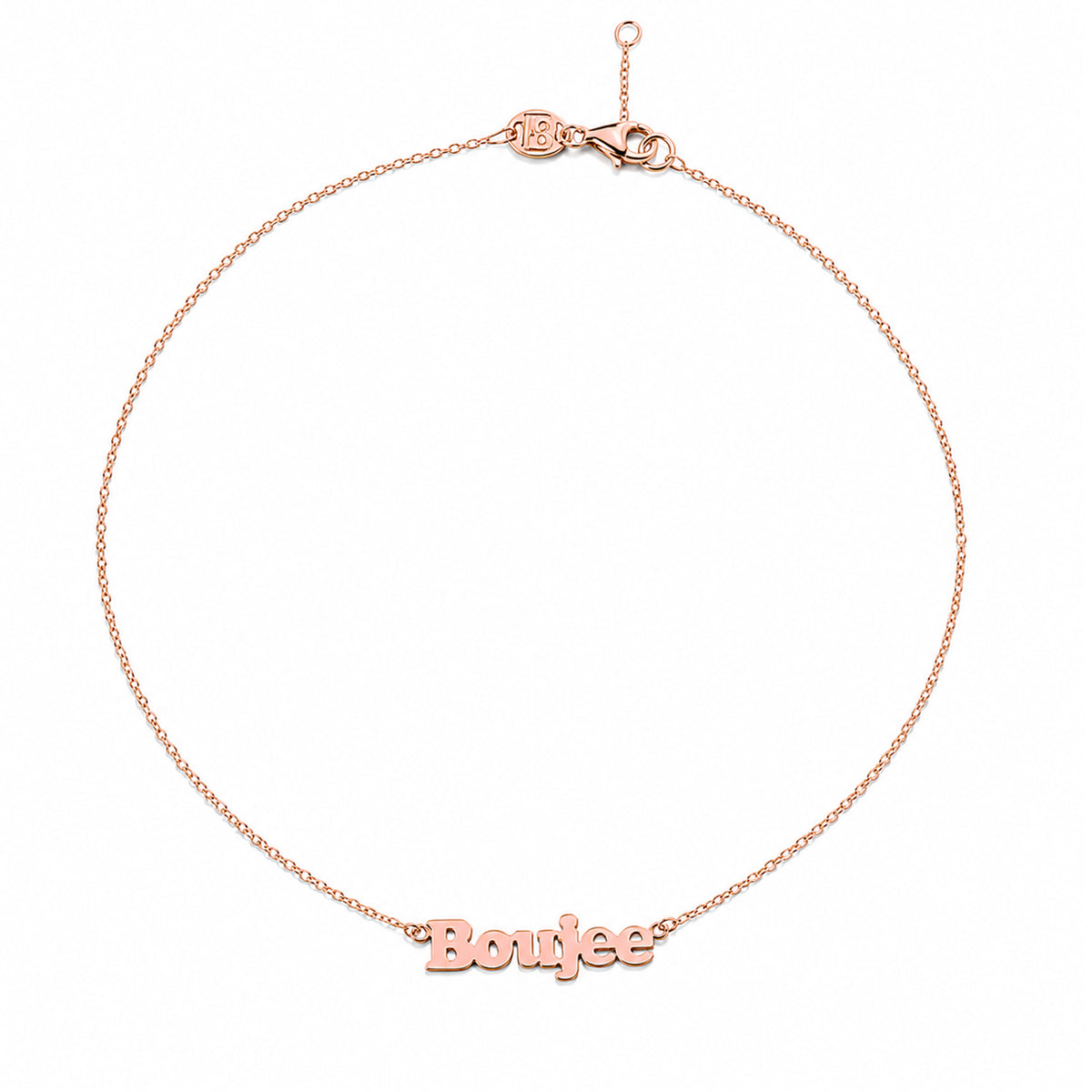 14K Gold Nameplate Charm Ankle Bracelet (Anklet) ~ Block Font
