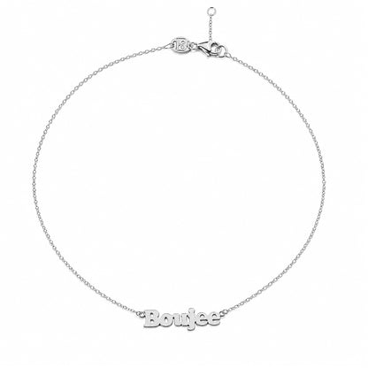 14K Gold Nameplate Charm Ankle Bracelet (Anklet) ~ Block Font
