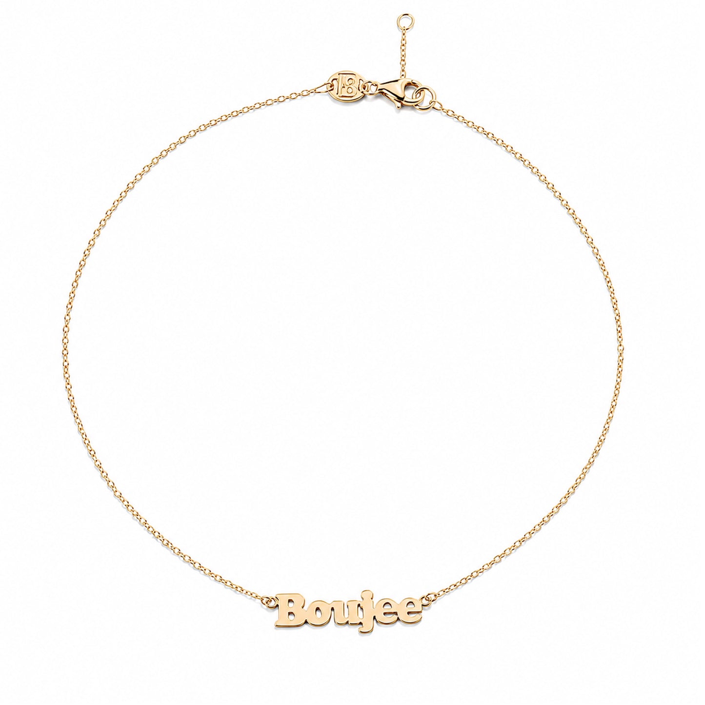 14K Gold Nameplate Charm Ankle Bracelet (Anklet) ~ Block Font