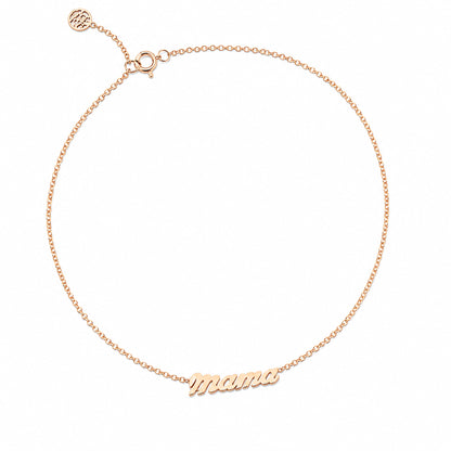 14K Gold Mama Charm Ankle Bracelet (Anklet) ~ Script Font