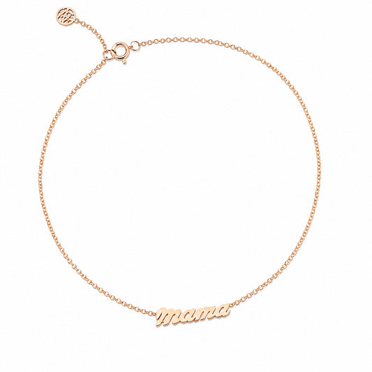 14K Gold Mama Charm Ankle Bracelet (Anklet) ~ Script Font