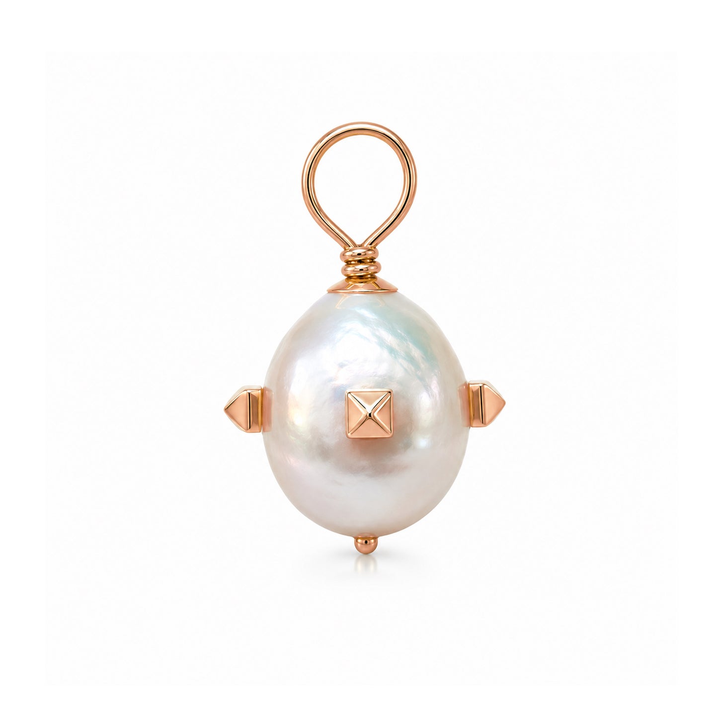 14K Gold Spike Studded Baroque Freshwater Cultured Pearl Pendant