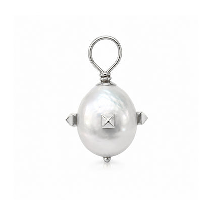 14K Gold Spike Studded Baroque Freshwater Cultured Pearl Pendant