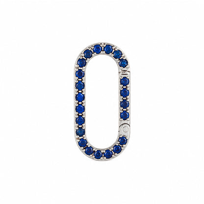 14K Gold Sapphire Elongated Oval Charm Enhancer ~ Large Size