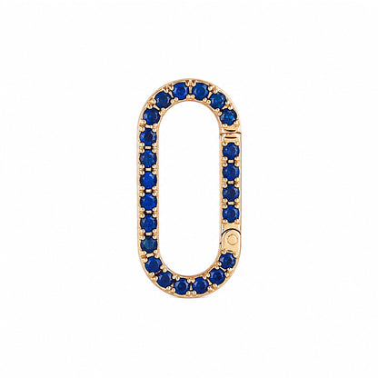 14K Gold Sapphire Elongated Oval Charm Enhancer ~ Large Size