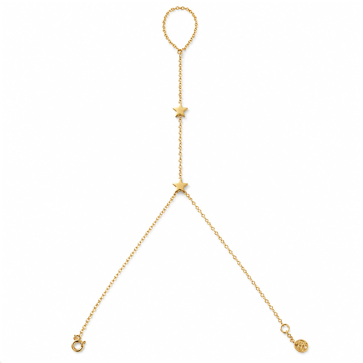 14K Gold Double Star Finger Bracelet