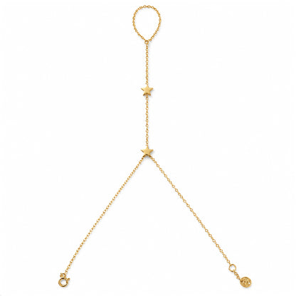 14K Gold Double Star Finger Bracelet