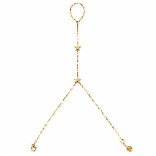 14K Gold Double Star Finger Bracelet