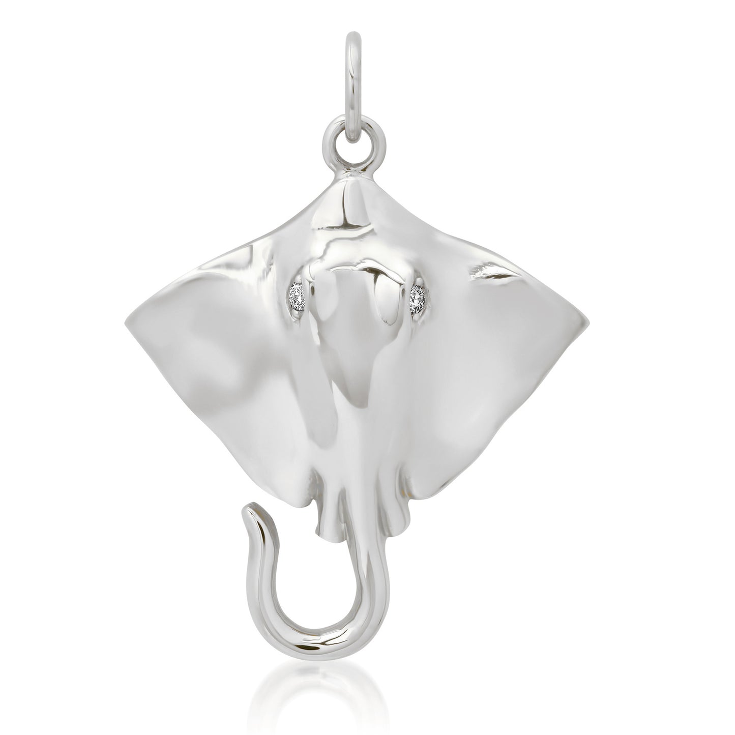 14K Gold Stingray Pendant with Diamond Eyes