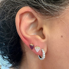 14K Gold Pavé Pink Sapphire Strawberry Stud Earrings