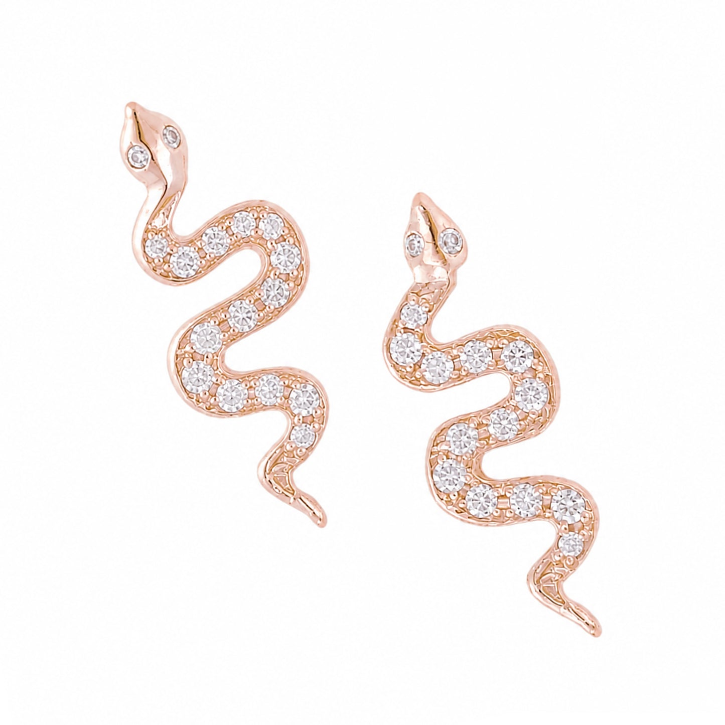 14K Gold Pavé Diamond Swivel Snake Stud Earrings