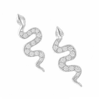14K Gold Pavé Diamond Swivel Snake Stud Earrings