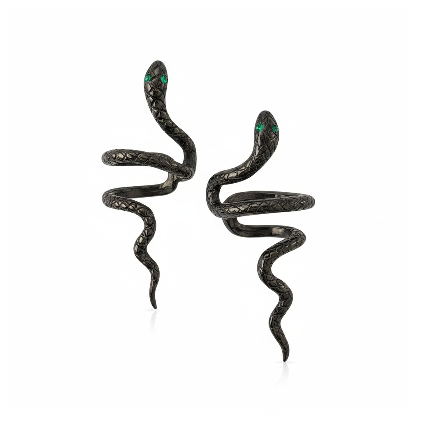 14K Gold Swivel Snake Ear Cuff with Emerald Eyes