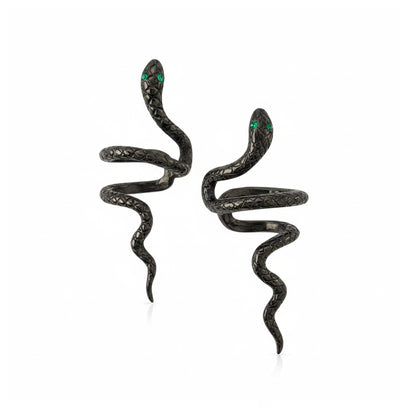 14K Gold Swivel Snake Ear Cuff with Emerald Eyes