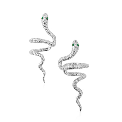 14K Gold Swivel Snake Ear Cuff with Emerald Eyes