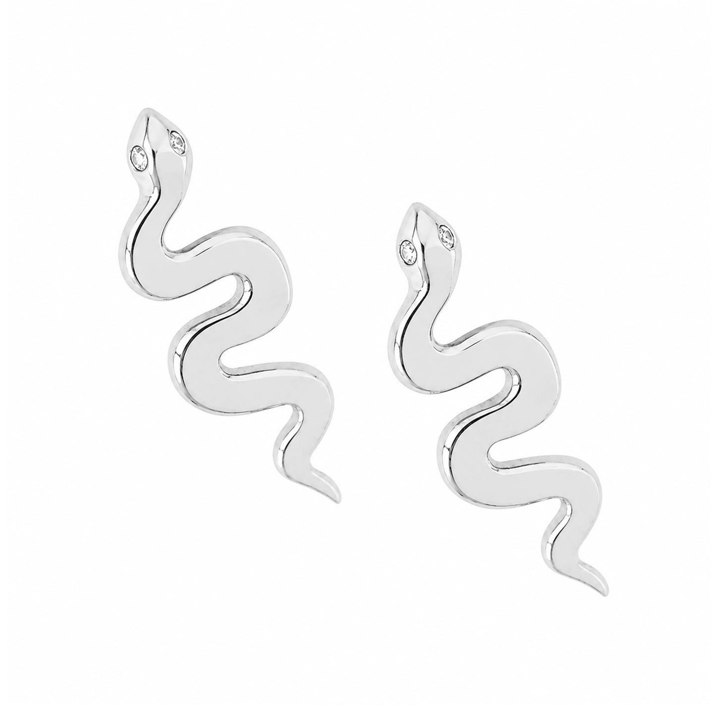 14K Gold Diamond Eye Swivel Snake Stud Earrings