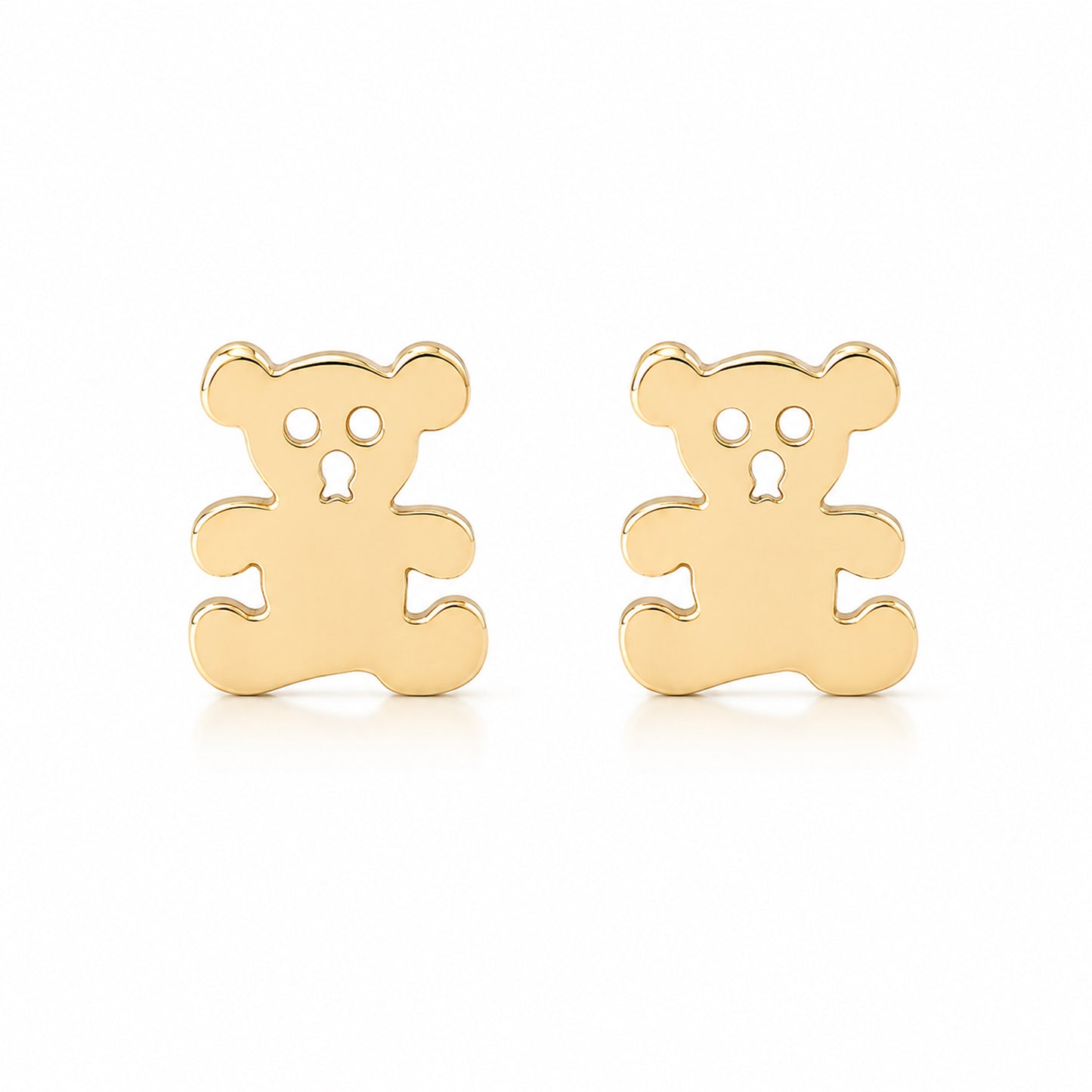 14K Gold Teddy Bear Stud Earrings