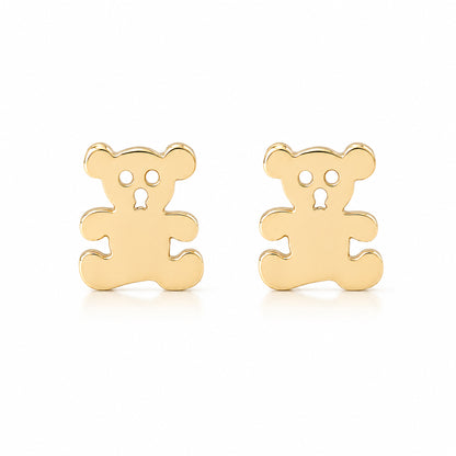 14K Gold Teddy Bear Stud Earrings