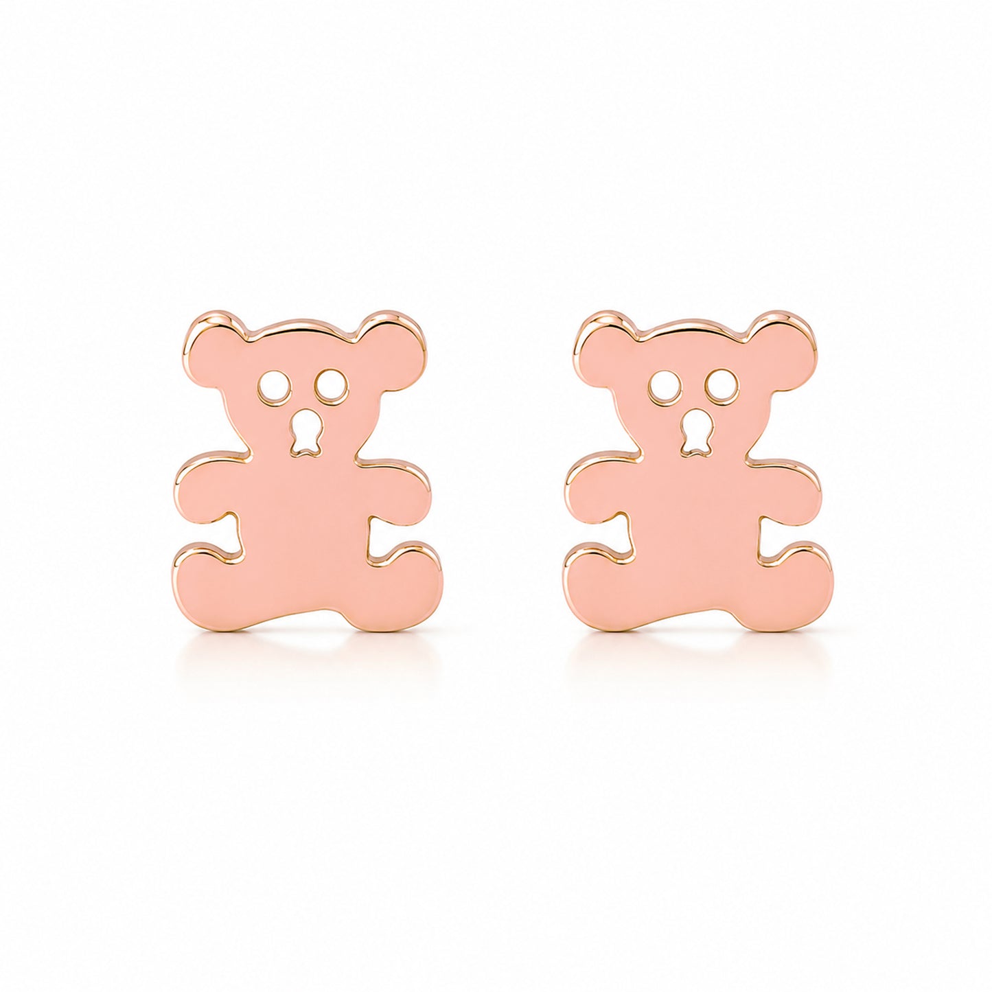 14K Gold Teddy Bear Stud Earrings