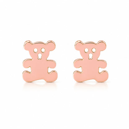 14K Gold Teddy Bear Stud Earrings