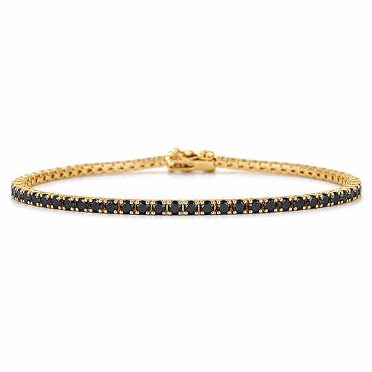 14K Gold Black Diamond Tennis Bracelet