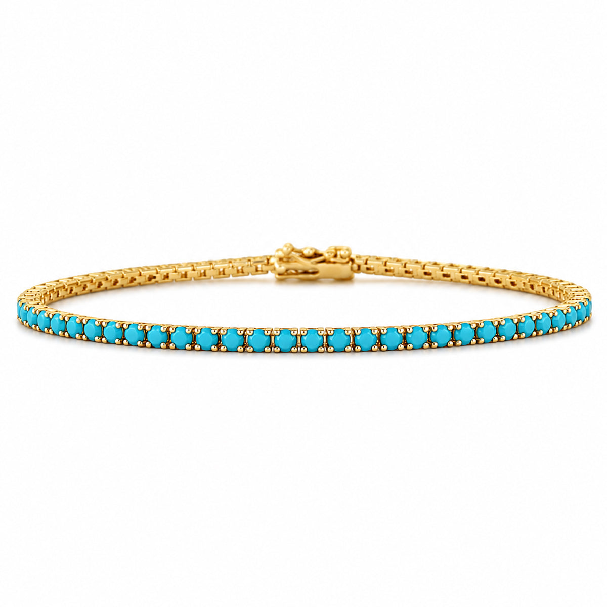 14K Gold Turquoise Tennis Bracelet