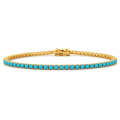 14K Gold Turquoise Tennis Bracelet