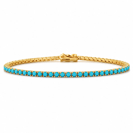 14K Gold Turquoise Tennis Bracelet