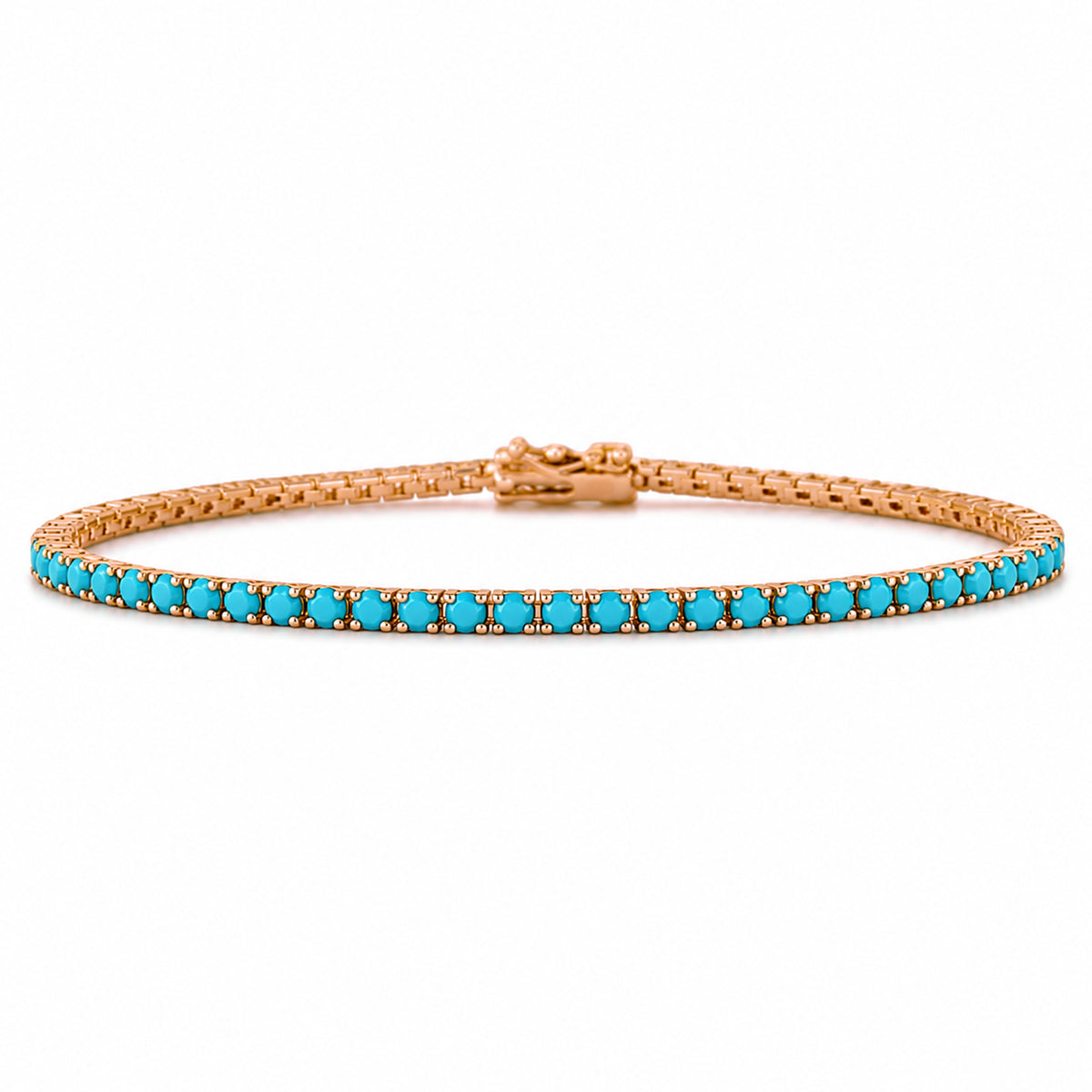 14K Gold Turquoise Tennis Bracelet