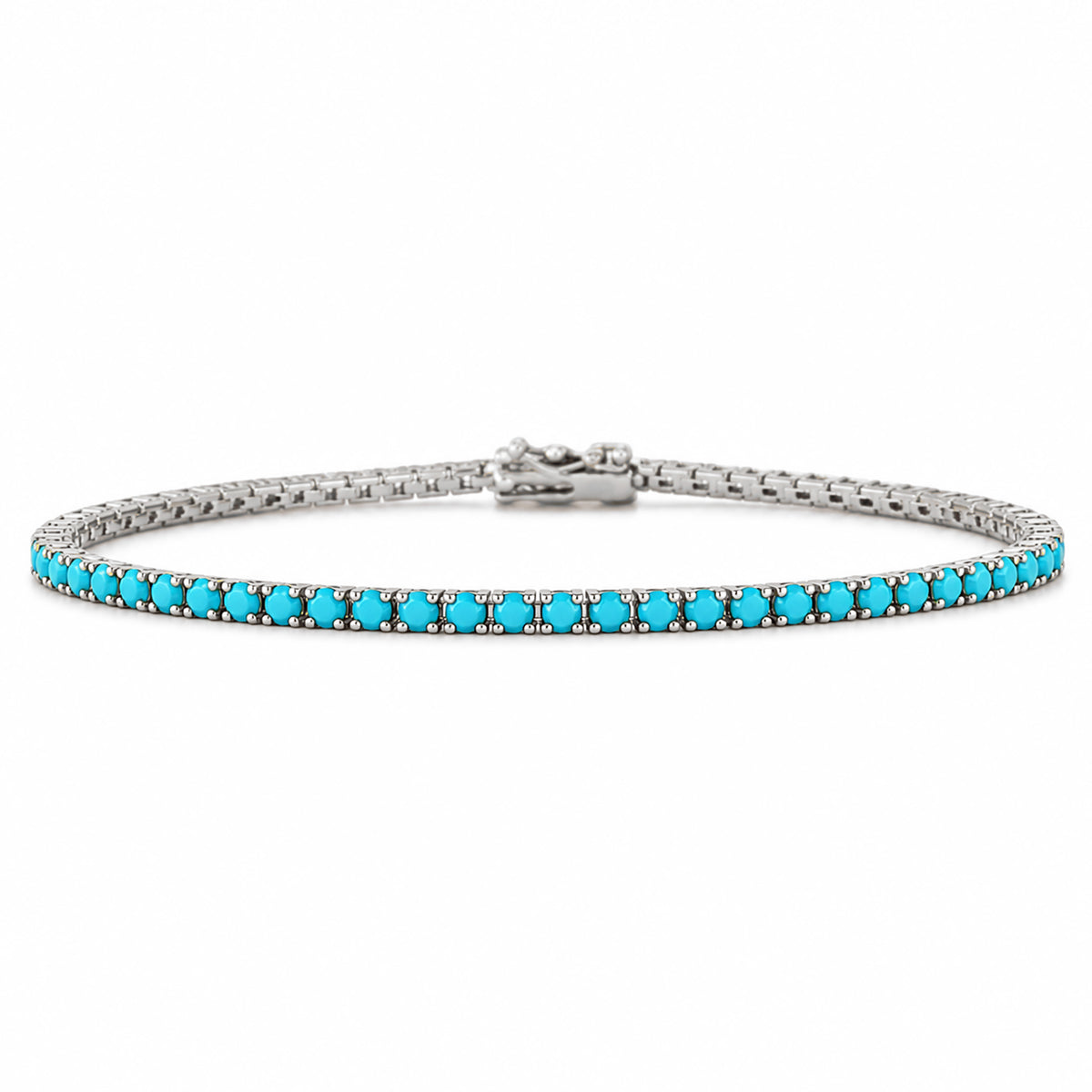 14K Gold Turquoise Tennis Bracelet