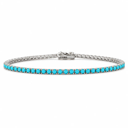 14K Gold Turquoise Tennis Bracelet