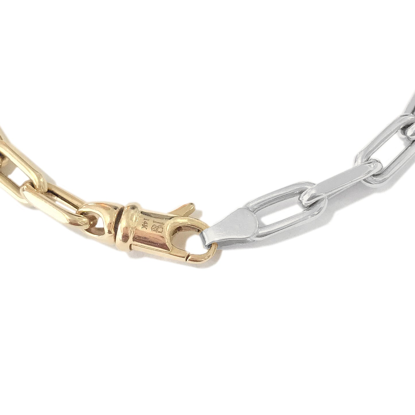 14K Gold Two-Tone Thick Oval Link Bracelet ~ Small Links